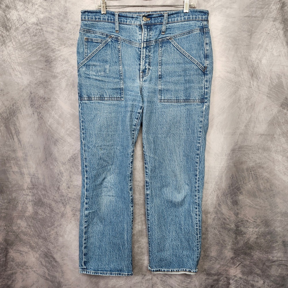 Madewell The Perfect Vintage Wide Leg Jean Patch Pocket 33x30 High Rise NH652
